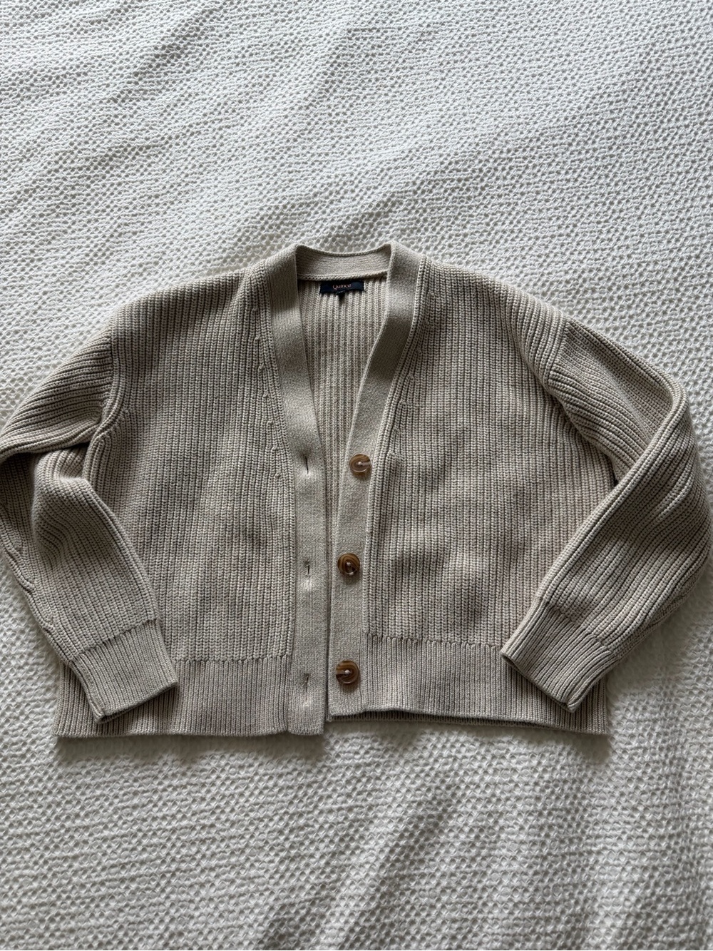 100% Organic Cotton Fisherman Boxy Cropped Cardigan